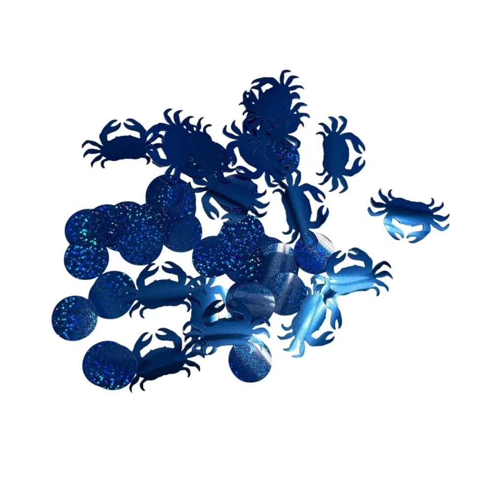 Handmade Crab Confetti Unisex OS Blue Excellent Metallic Holographic Nautical